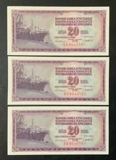 1981 YUGOSLAVIA PAPER MONEY - LOT OF 3 UNCIRCULATED CONSECUTIVE BANKNOTES!