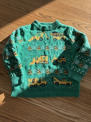 Rocksic Green Pullover Construction Trucks Traffic Cones Size 4T-5T