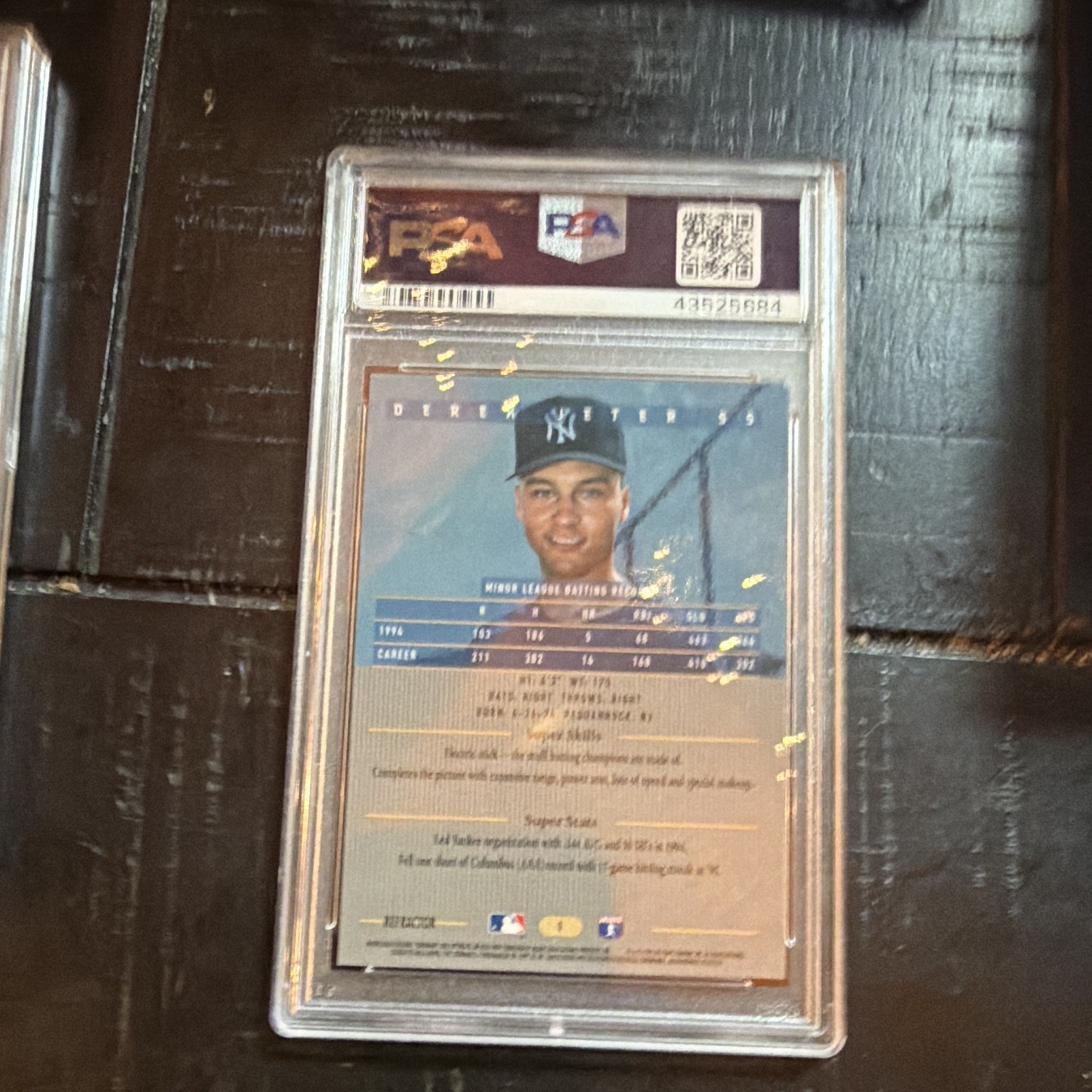 1996 Bowman's Best Derek Jeter #1 Blue Refractor PSA 8 New York Yankees view 2