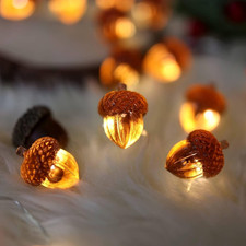 Decorative Fairy Acorn String Lights Thanksgiving Decoration Autumn Garland Cute