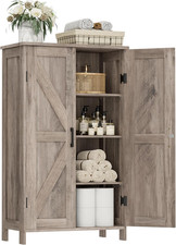 Farmhouse Bathroom Cabinet with Adjustable Shelves, Free-Standing Storage Cabine