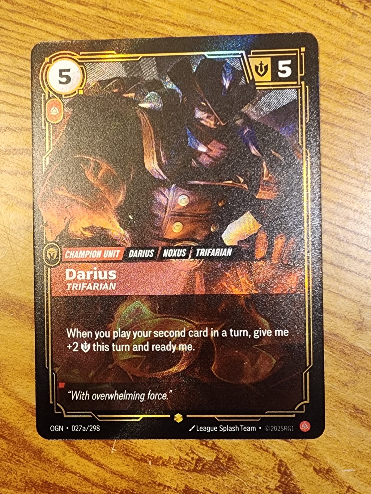 Darius - Trifarian English OGN 027a/298 Alt Art Riftbound League of ...