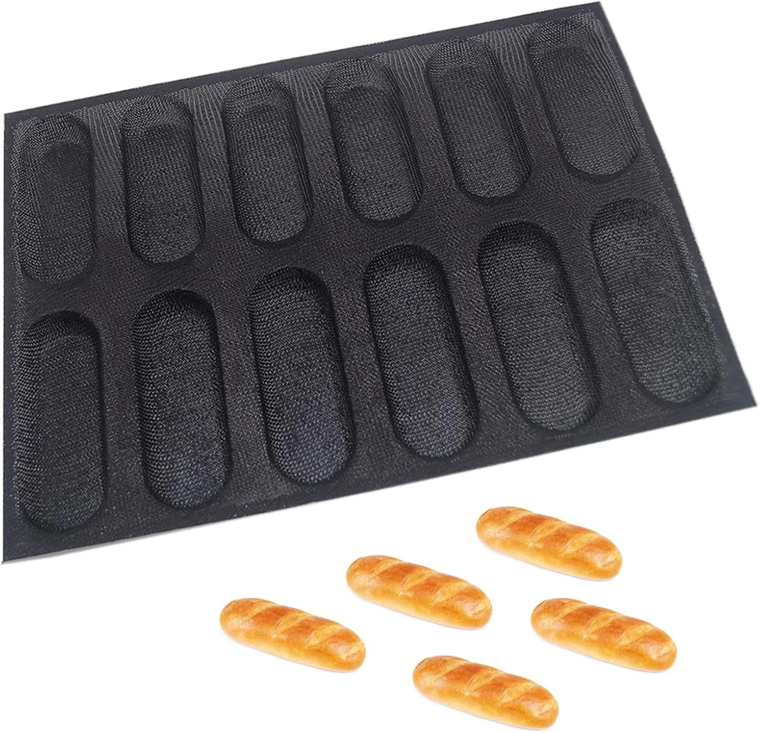 Silicone Bread Loaf Pan Baking Mini Baguette Bread Pan Perforated Hot Dog Bun