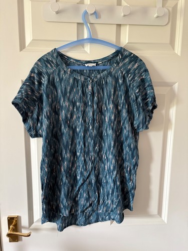 Fat Face Ladies Blue Patterned Short Sleeved Round Neck Viscose Top Size 16 - 第 2/5 張圖片