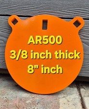 AR500 Steel Target Gong 8 inch 8" Orange 3/8" 10mm Practice