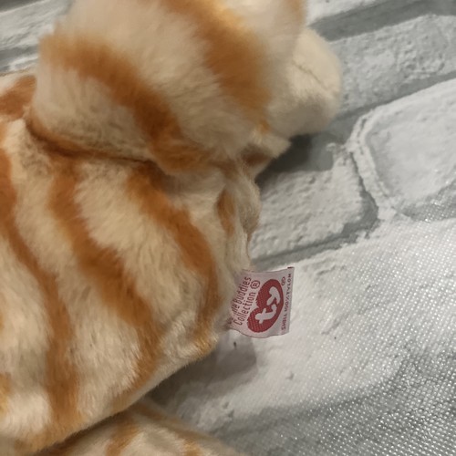 Ty Beanie Buddy Amber the Cat 1999 orange gestreift Tabby mit Etikett - Bild 5 von 8