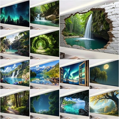 3D Nature Landscape Tree Tapestry Wall Hanging Cloth Background Photo Backdrop