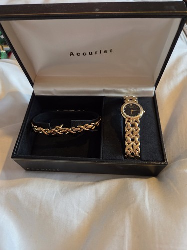 Acurist Women's Watch Gold Strap, Matching Bracelet & Earrings, 2 Spare Links