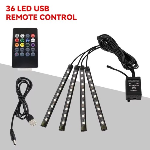 LED Car Interior Footwell Lights with Remote Control USB - Picture 6 of 8