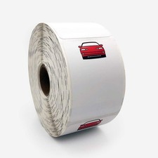 Oil Change Sticker - Red Car for Smartprint or Godex Rt200I Printers - Low Tac A