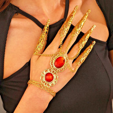 Belly Dance Finger Bracelet Accessories Bollywood Style Metal Gold Jewelry
