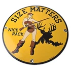 Vintage Browning Rifles Sign - Size Matters Deer Hunting Guns Porcelain Gas Sign