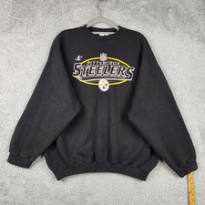 Vintage Pittsburgh Steelers Sweatshirt Mens 2XL Black NFL Football Logo Athletic