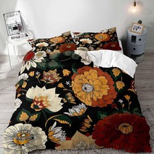 3PCS Boho Floral Duvet Cover King Bedding Set, Vintage Mid Century Modern Boh...