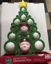 LED Light Projection Christmas Tree Musical Snowman Winter Wonder Lane 16" Decor