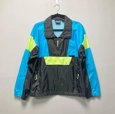 Vintage Black Ice Colorblock Windbreaker Jacket Size Medium Black Blue Green