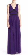 NWT BCBG MAXAZRIA Women 4 AURICA COLOR-BLOCKED PLEATED GOWN 448