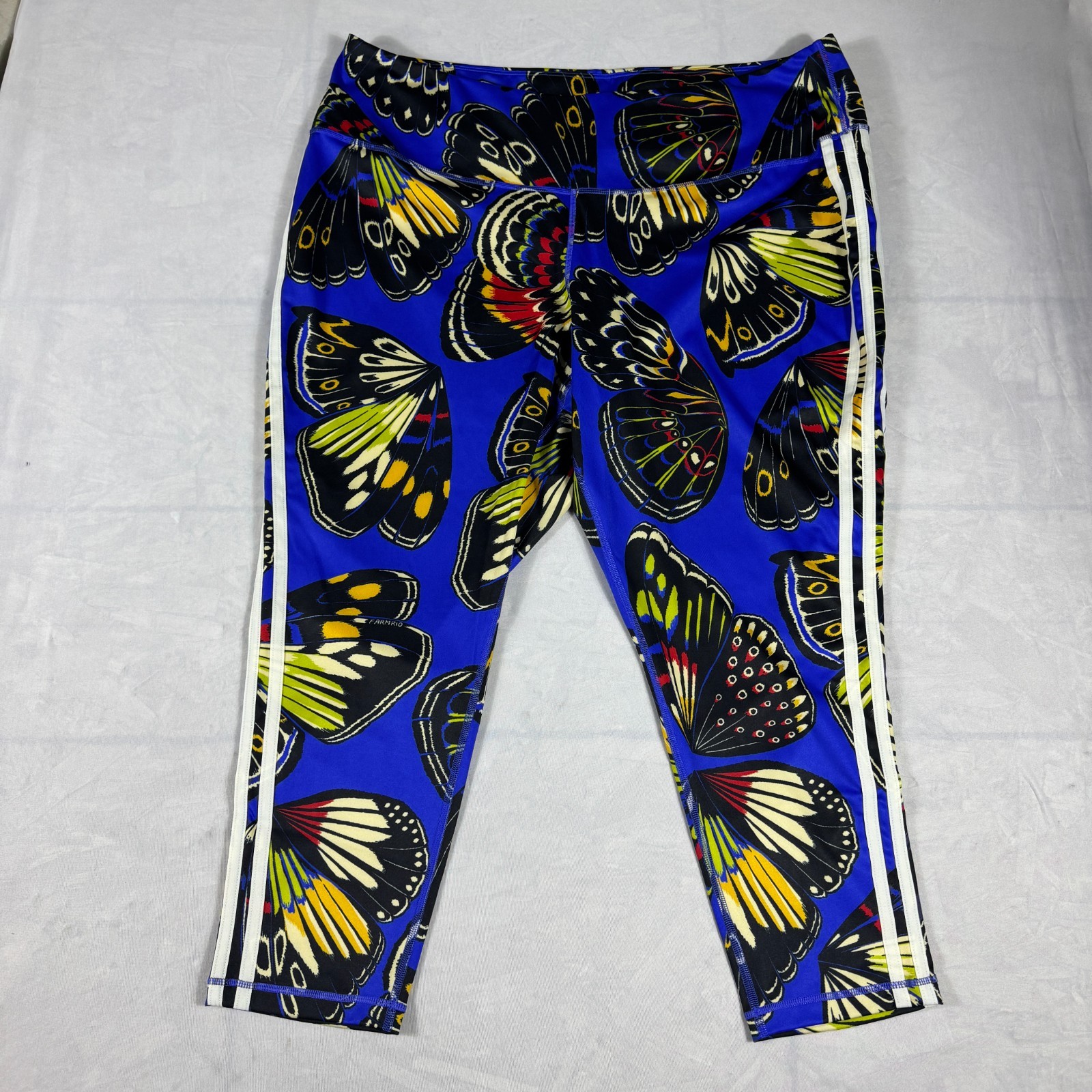 NWT Adidas x FARM Rio Butterfly 7/8 Training Legging Blue Gym Workout Sports 4X
