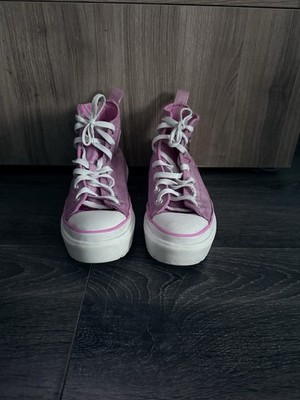 Converse Girls 2.0 Platform High Top Pink Shimmer Glitter Kids Size 4 Zipper