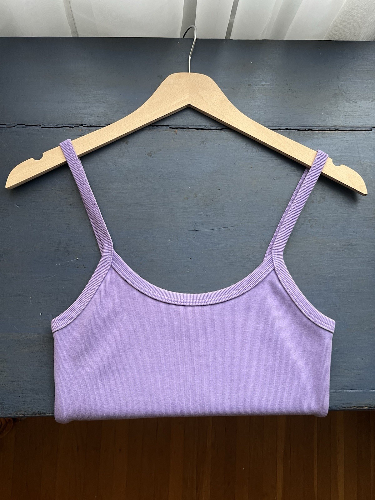 Los Angeles Apparel Lilac Knit Rib Mini Body on Spaghetti Strap Dress