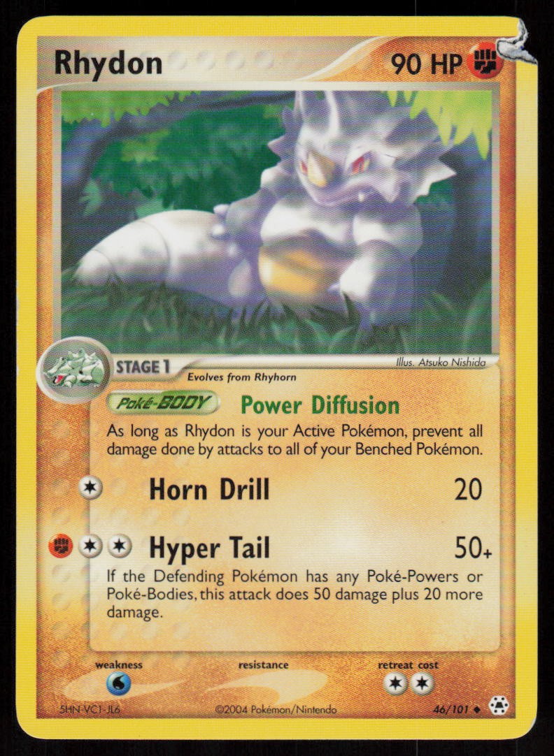 Rhydon 46/101 Uncommon Hidden Legends Pokemon Damaged