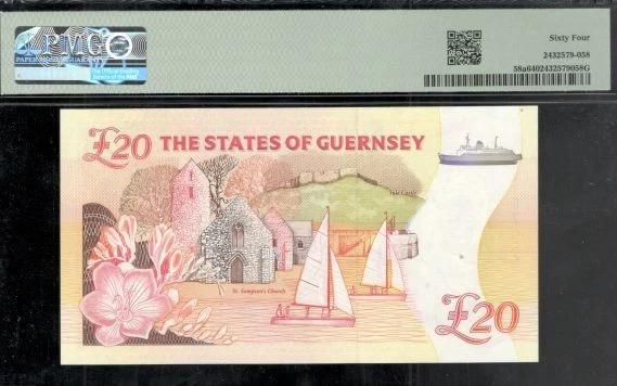 Guernsey, 1996, QE11, £20 Pounds, P-58a, CHOICE UNC PMG 64! - Image 2 of 2