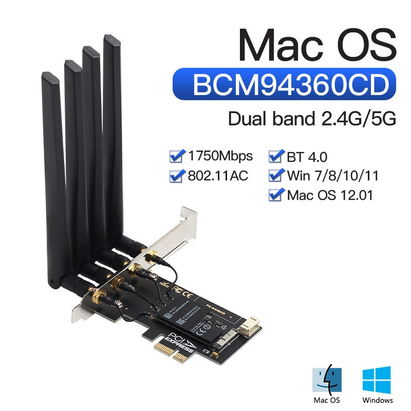For MacOS Hackintosh 5G Wifi BCM94360CD PCIE WiFi Adapter 80