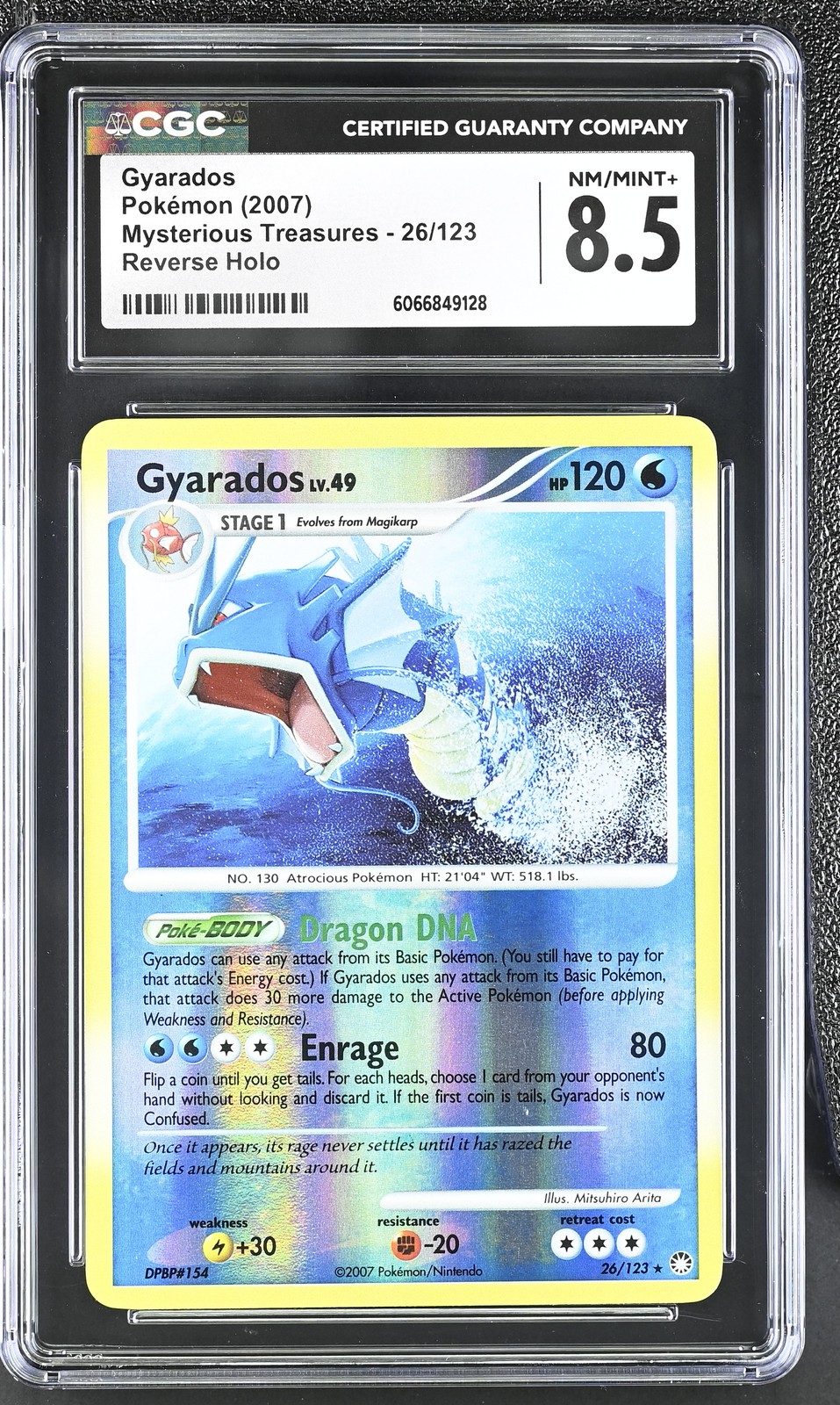 CGC 8.5 Gyarados 2007 Mysterious Treasures 26/123 Reverse Holo Pokemon Card