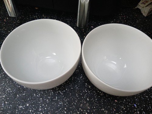 DENBY WHITE TRACE DEEP CEREAL / NOODLE BOWLS X 2 - Picture 3 of 4