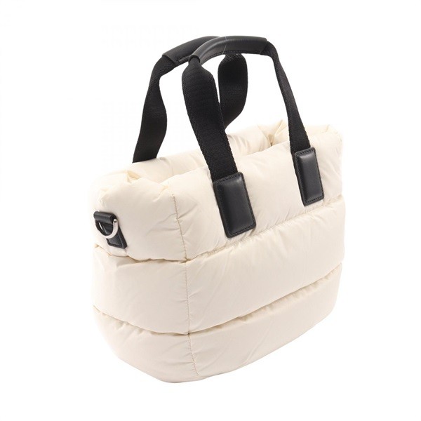 Moncler Mini Caradoc Handbag Nylon Leather Ivory Black Women Used Authentic thumbnail 2