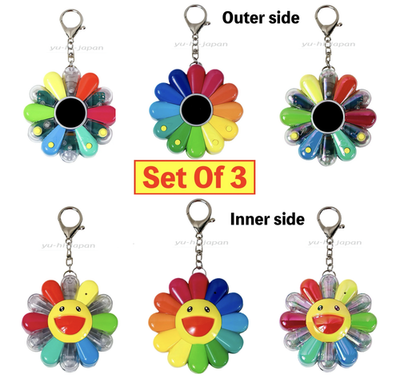 Takashi Murakami FLOWER GO WALK Set of 3 w/ Cards (Aurora & Multi