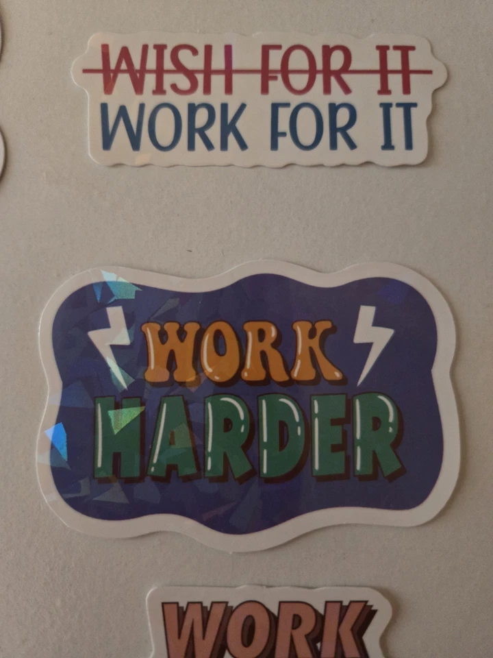 Lot Of 6 Reflective Stickers Work Hard Humble Boss Inspiration Words - Image 3 of 4