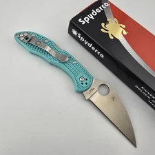 SPYDERCO Delica 4 Folding Knife Teal FRN Satin S30V Wharncliffe Sprint C11FPWCTL