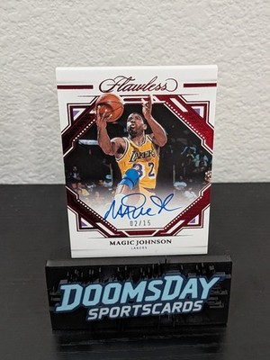 2022-23 Panini Flawless Magic Johnson Finishes Ruby Auto /15 Lakers #FF-MGJ