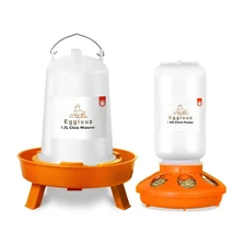Eggluuz Chick Feeder and Waterer Kit Automatic Chicken Feeder and Waterer Set...