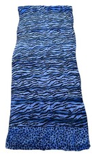 Vtg Elaine Gold For Collection XIIX Silk Scarf Blue Leopard Hand Rolled Oblong