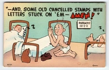 Vintage Linen Military Barracks Comic Postcard MWM 1950s Divided Back