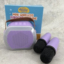 Reoslar Mini Purple Wireless Karaoke Machine Kids Bluetooth 2 Microphones NEW