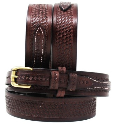 PRORIDER Mens Western RANGER BELT 32''-72'' Tooled Leather Basket Weave 26Ranger03