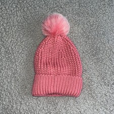 Ladies M&S Pink cable kit bobble winter hat