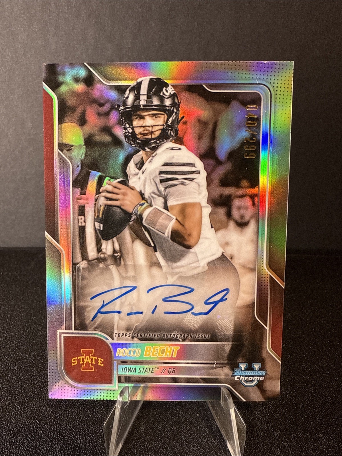 2025 Bowman University Chrome #BCA-RB Rocco Becht Auto Refractor /299 Iowa State