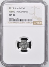 2025 Austria Philharmonic 1/25oz Platinum - 4 Euro Coin - NGC MS70 5645.50 per troy oz