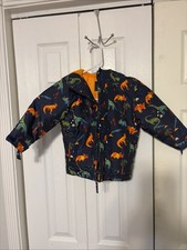 The Children's Place Hooded Dinosaur Print Puffer Jacket Navy 2T Insulated