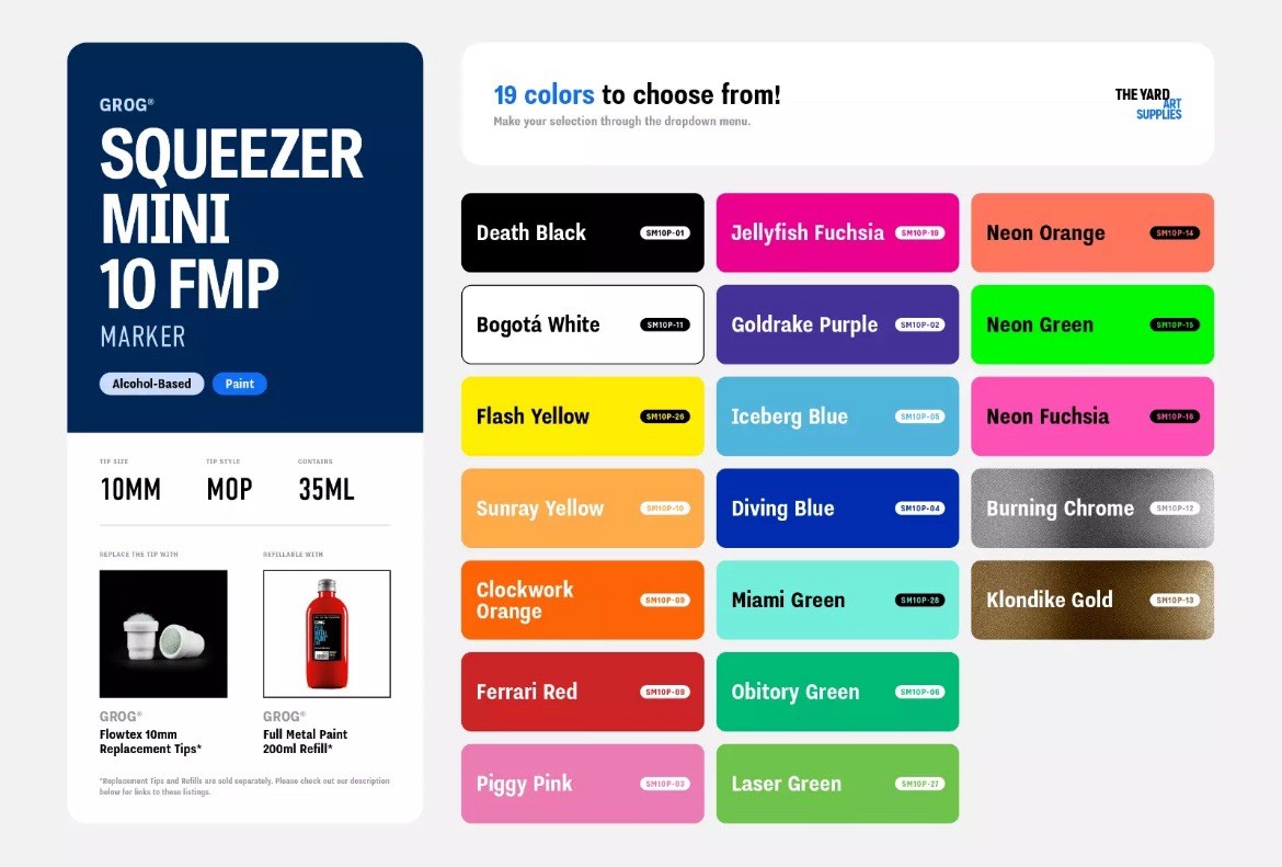 Grog Squeezer Silver Mini 10 FMP Paint Marker Graffiti Art Writing Supplies