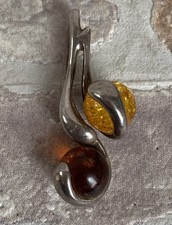 Unusual Sterling Silver Amber Balls Pendant