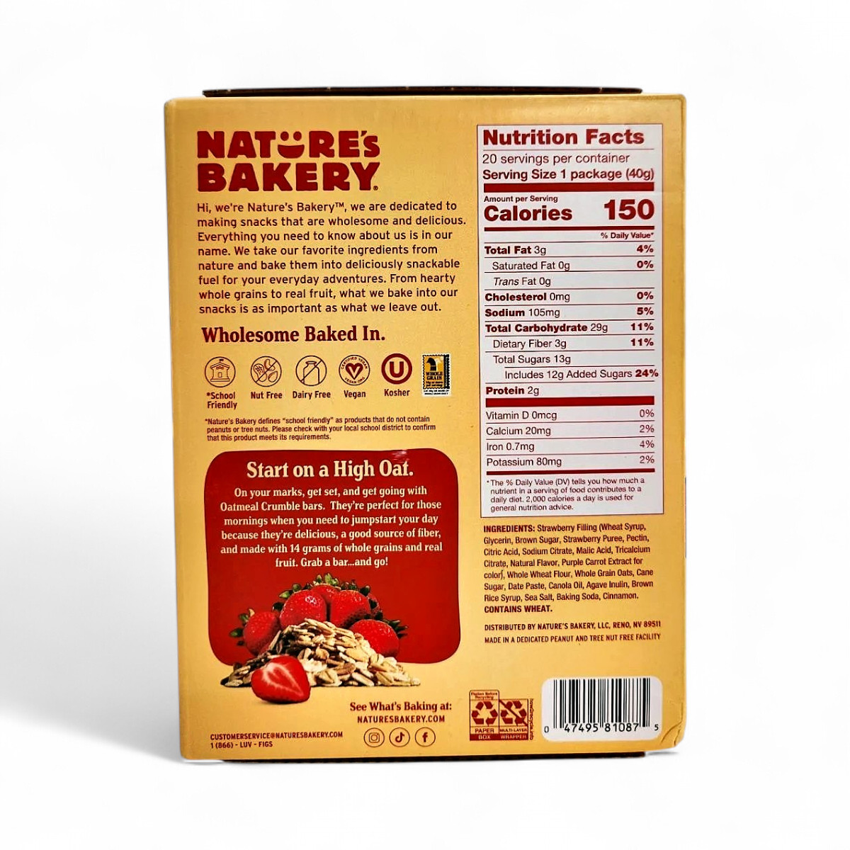 Nature's Bakery Oatmeal Crumble Strawberry Bars - 20 Count