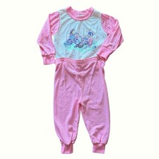 VIntage Carter's Pink Pajamas 2T Bicycle Girls Graphic Long Sleeve Sleep Set