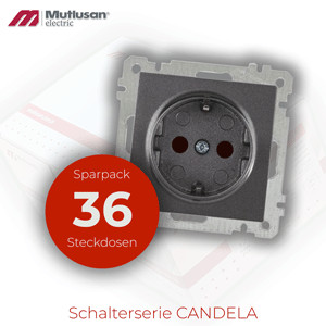Sparset 36x Schuko Steckdosen Kindersicherung Unterputz Mutlusan CANDELA Anthraz