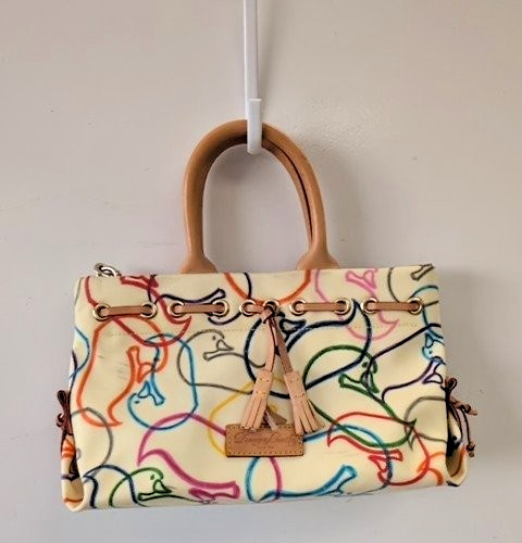 Vtg Y2K Dooney and Bourke Multicolor Rainbow Wonder Duck Logo Satchel Purse Bag