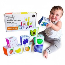 Rainbow Soft Baby Blocks - 8 Colorful, Montessori Sensory Blocks for Babies ...